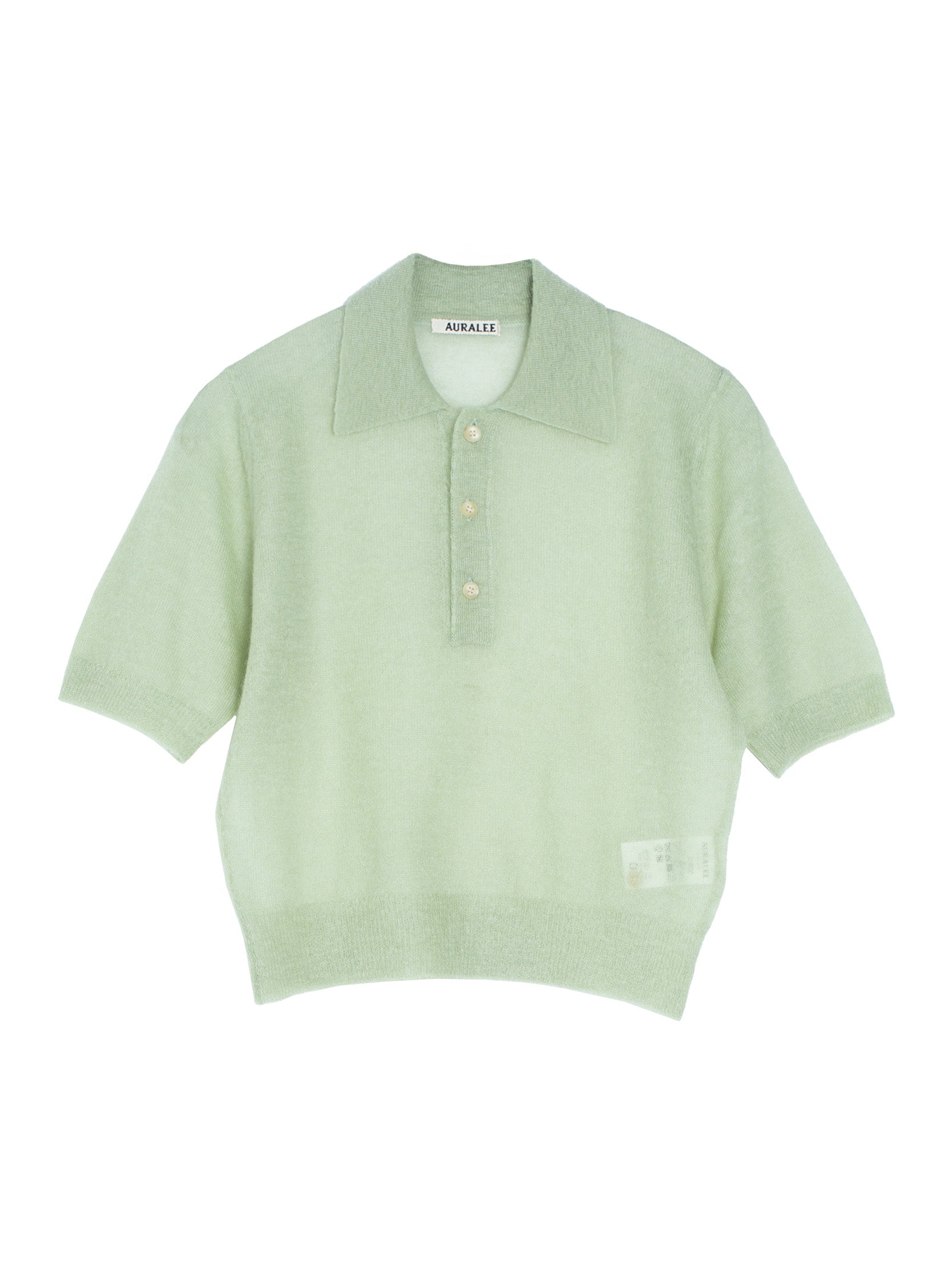 新品タグ付 auralee KID MOHAIR SHEER KNIT POLO Auralee Kid Mohair Sheer Knit Polo in Lime Yellow Curated at