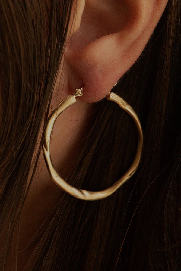 Furrowed Gold Vermeil Hoop Earring
