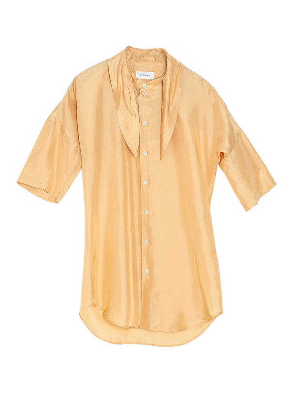 Short Sleeve Fitted Shirt With Scarf Apricot