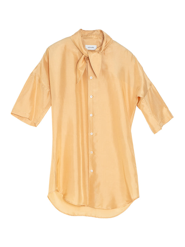 Short Sleeve Fitted Shirt With Scarf Apricot