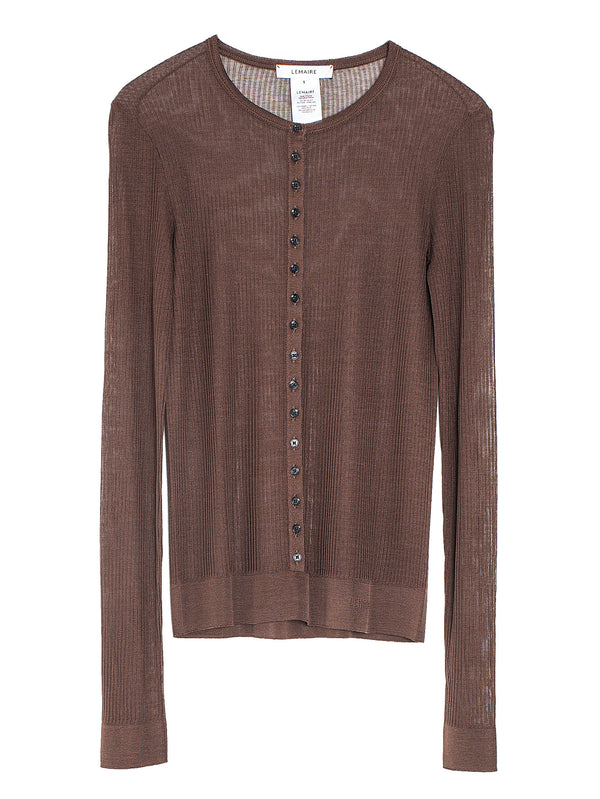 Seamless Rib Top With Buttons Dark Chocolate