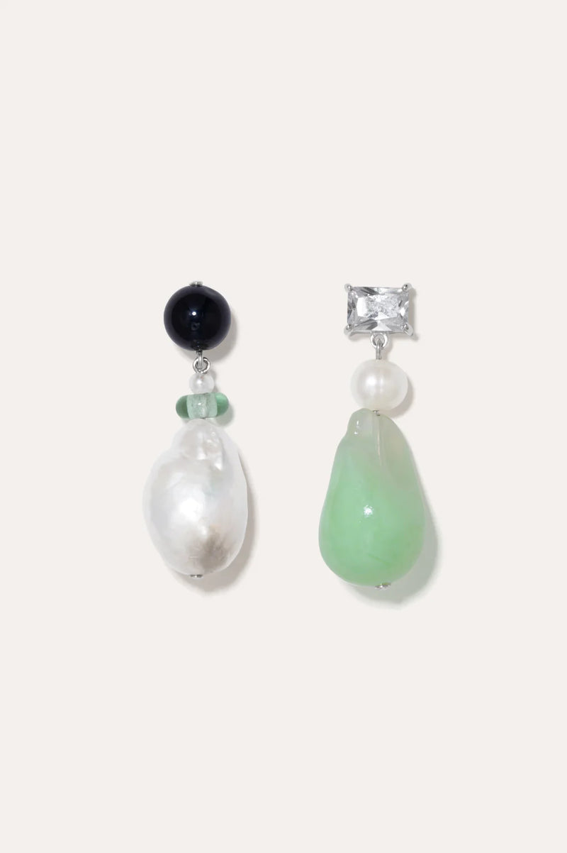 Baroque Pearl And Resin Uneven Earrings