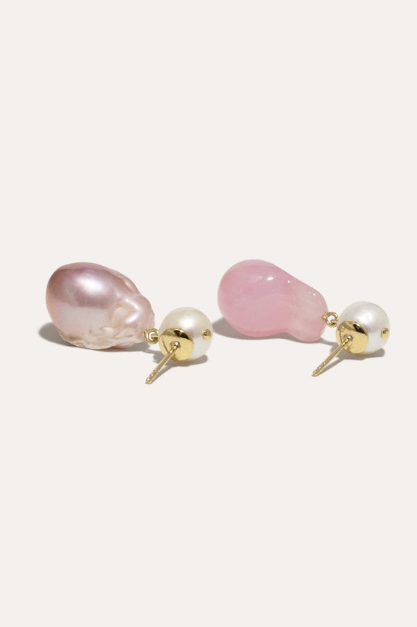 Pearl And Pink Bio Resin Gold Vermeil Earrings