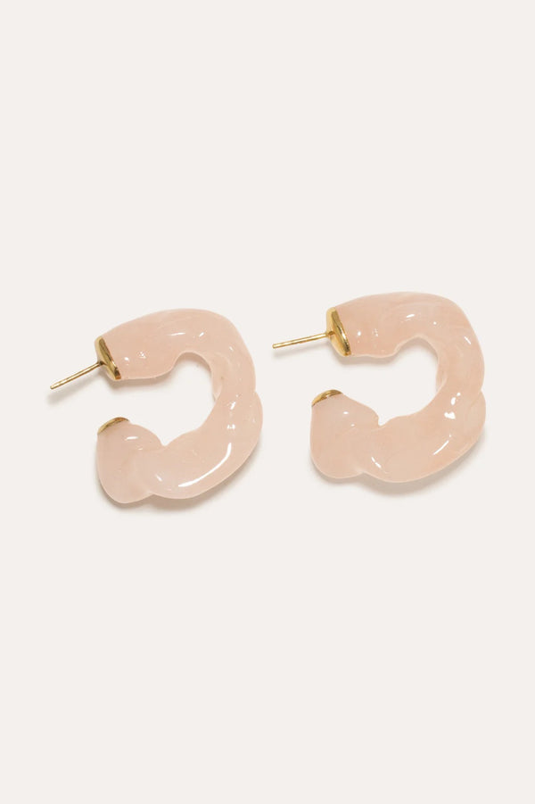 Ruffle Rose Quartz Bio Resin Earrings Gold Plated Completedworks