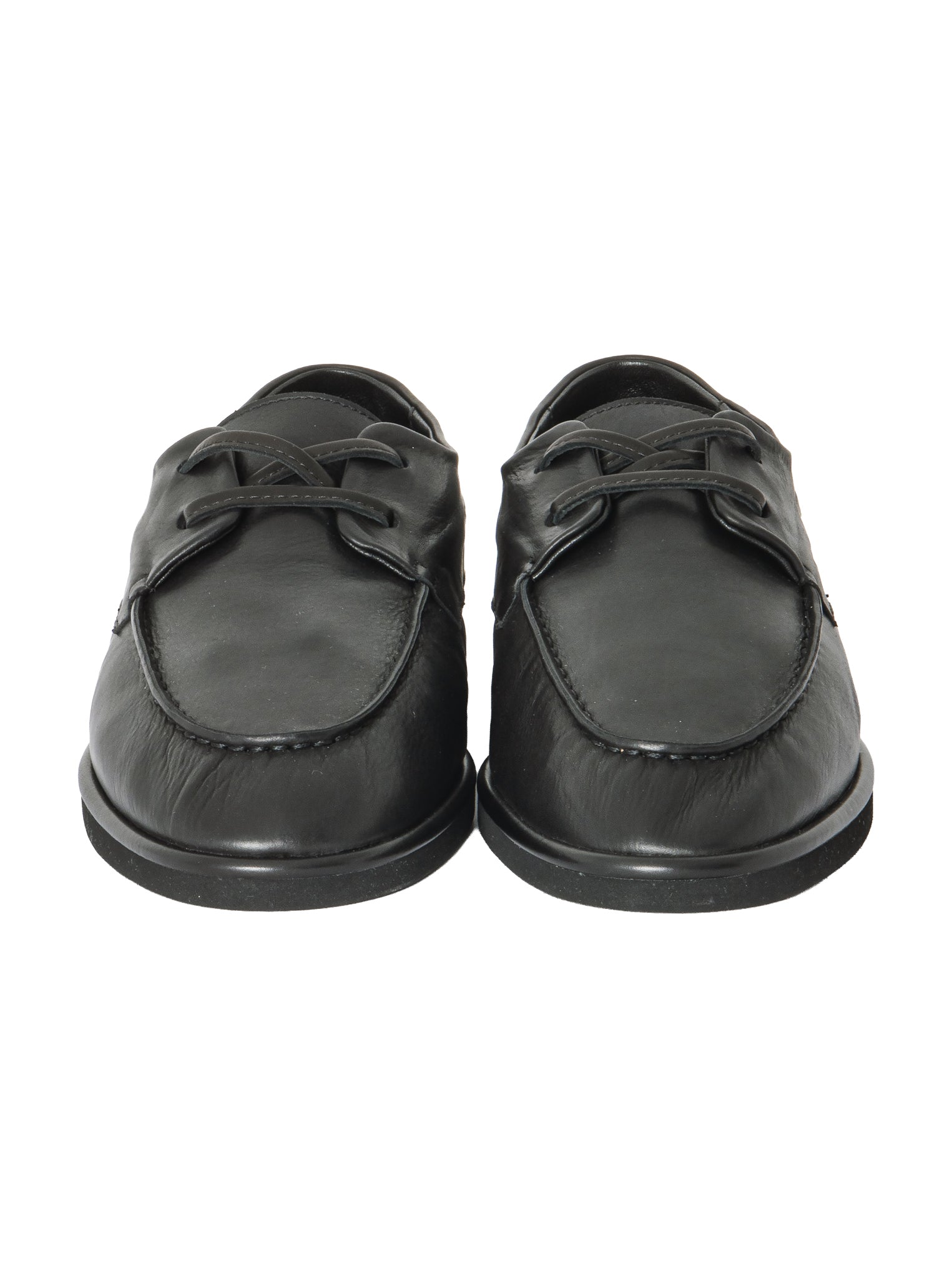 Auralee Men's Soft Leather Deck Shoes Black – Opia