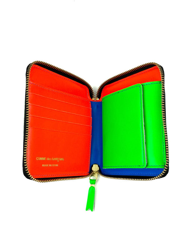 CDG Super Fluo Zip Wallet Blue/Green/Orange
