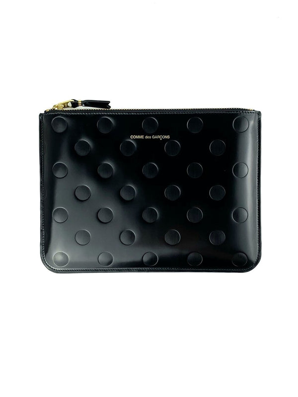 CDG Embossed Polka Dots Pouch Wallet Black
