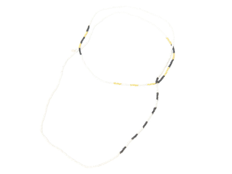 Silver Gold Plated Silk Gathered Long Necklace