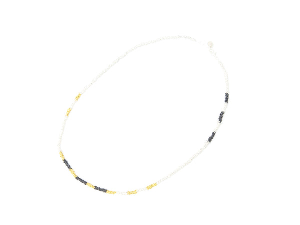 Silver Gold Plated Silk Gathered Necklace