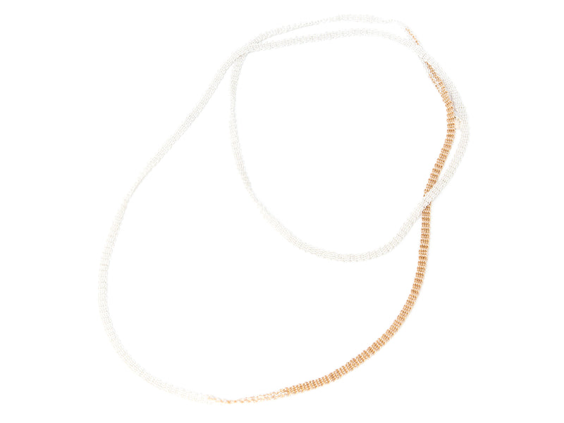 Silver And Rose Gold Plated Silk Necklace Long