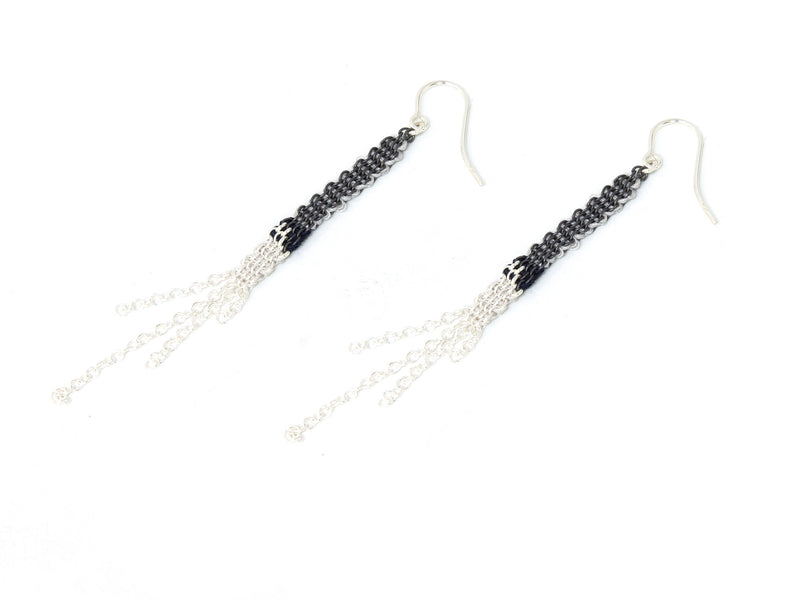 Silver And Oxidized Silver Earrings