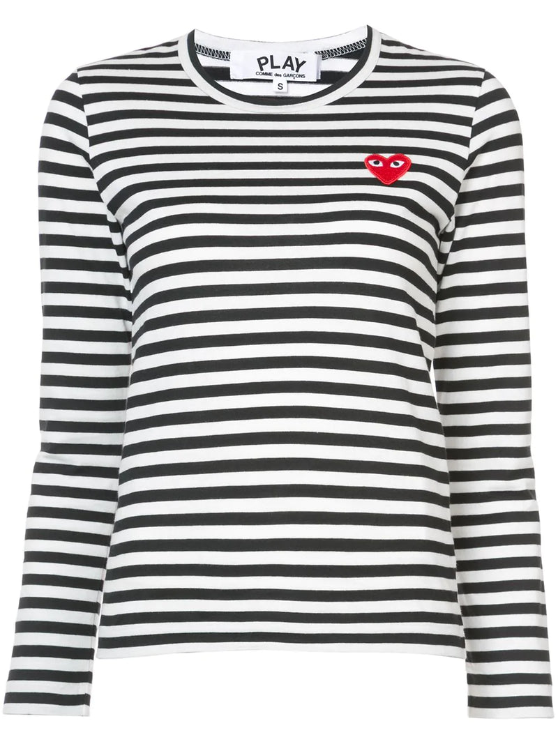 CDG Play Women's Long Sleeve T Black and White Striped