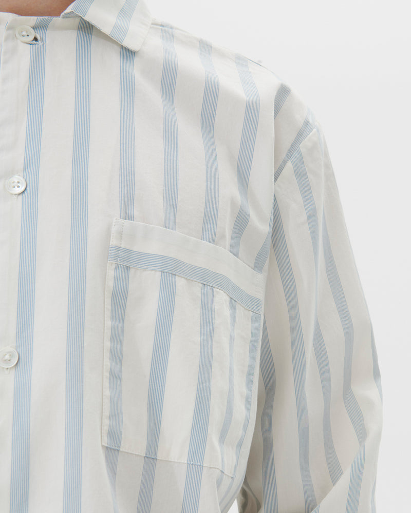 Cotton Poplin Pyjamas Shirt Needle Stripes