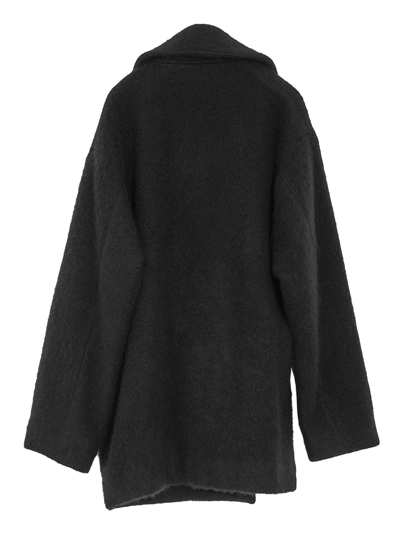 Cashmere Shawl Collar Coat Black Comoli
