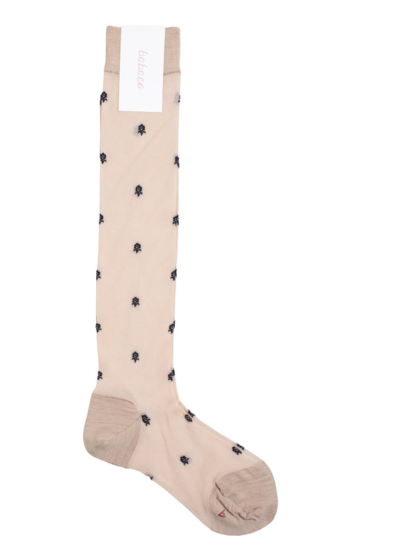 Small Flower Stocking Beige