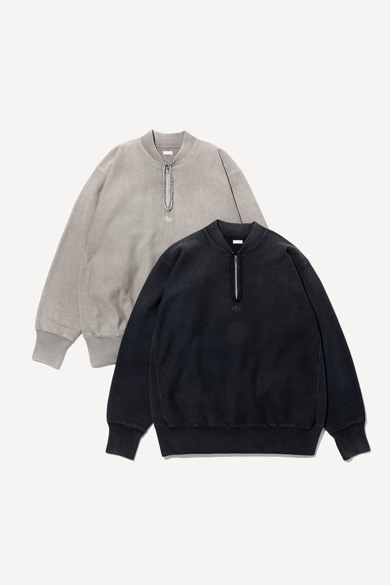 Vintage Half Zip Rib Collar Sweatshirt Black