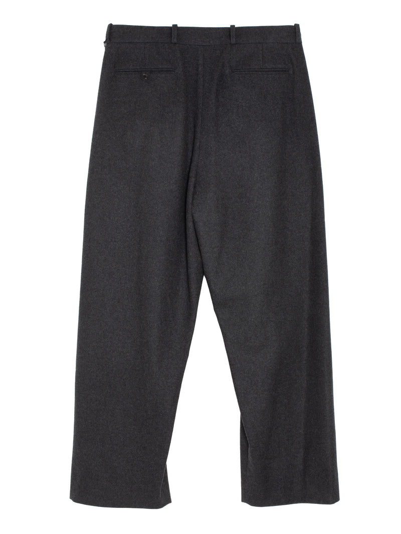 Wool Flannel Wide Trousers Charcoal
