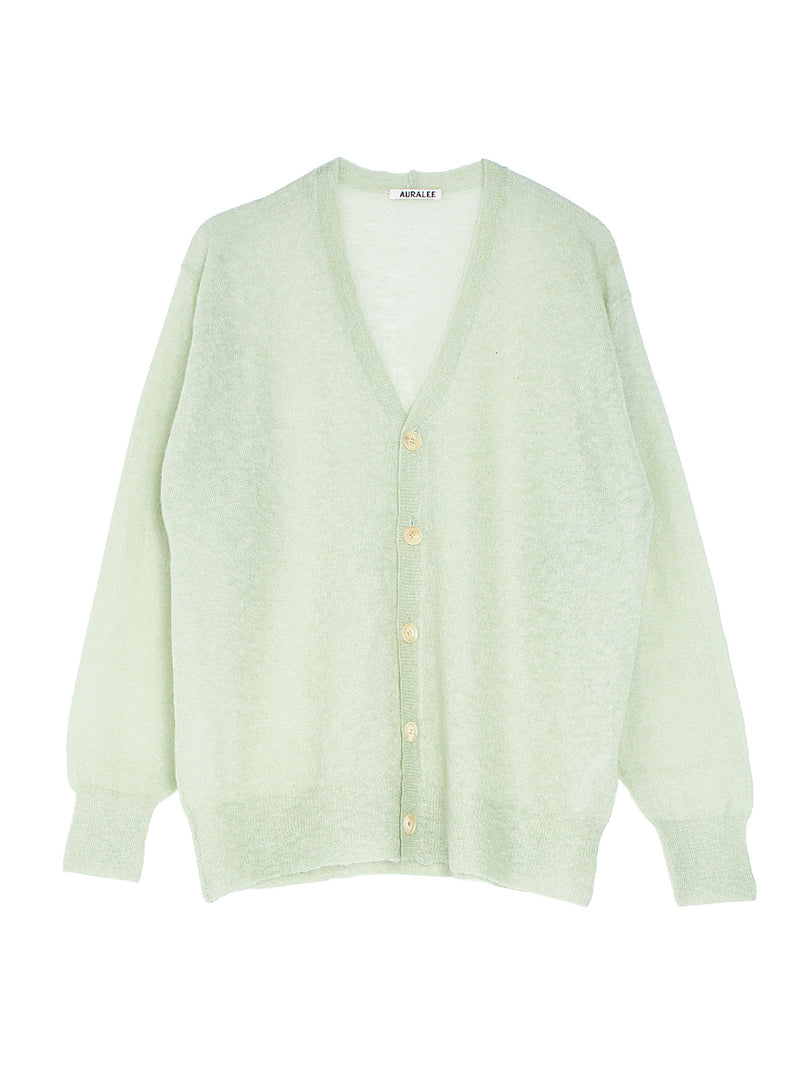 Men's Kid Mohair Sheer Knit Cardigan Light Green