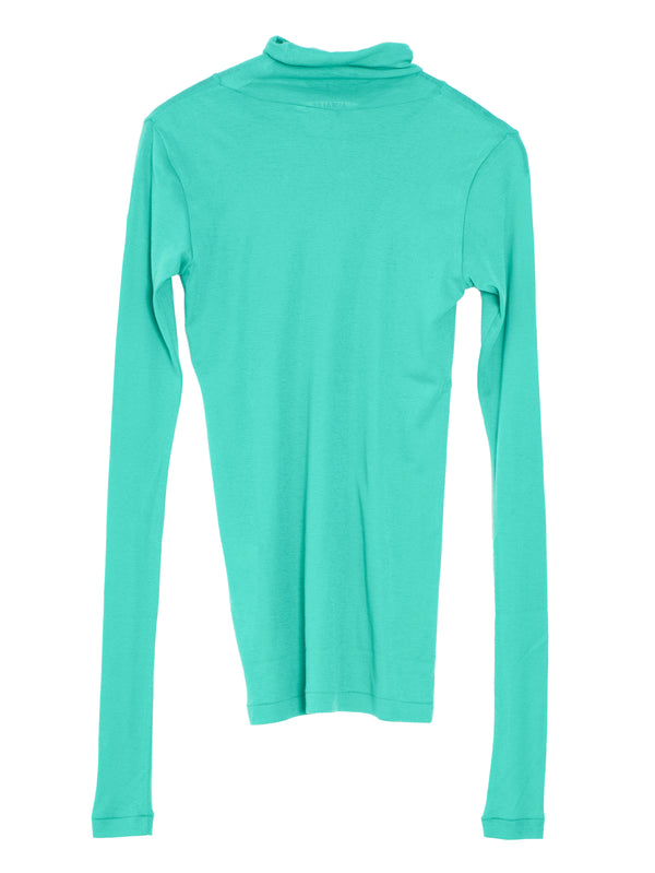 Women's Super High Gauge Sheer Rib Turtle Neck Long Sleeve Jade Green