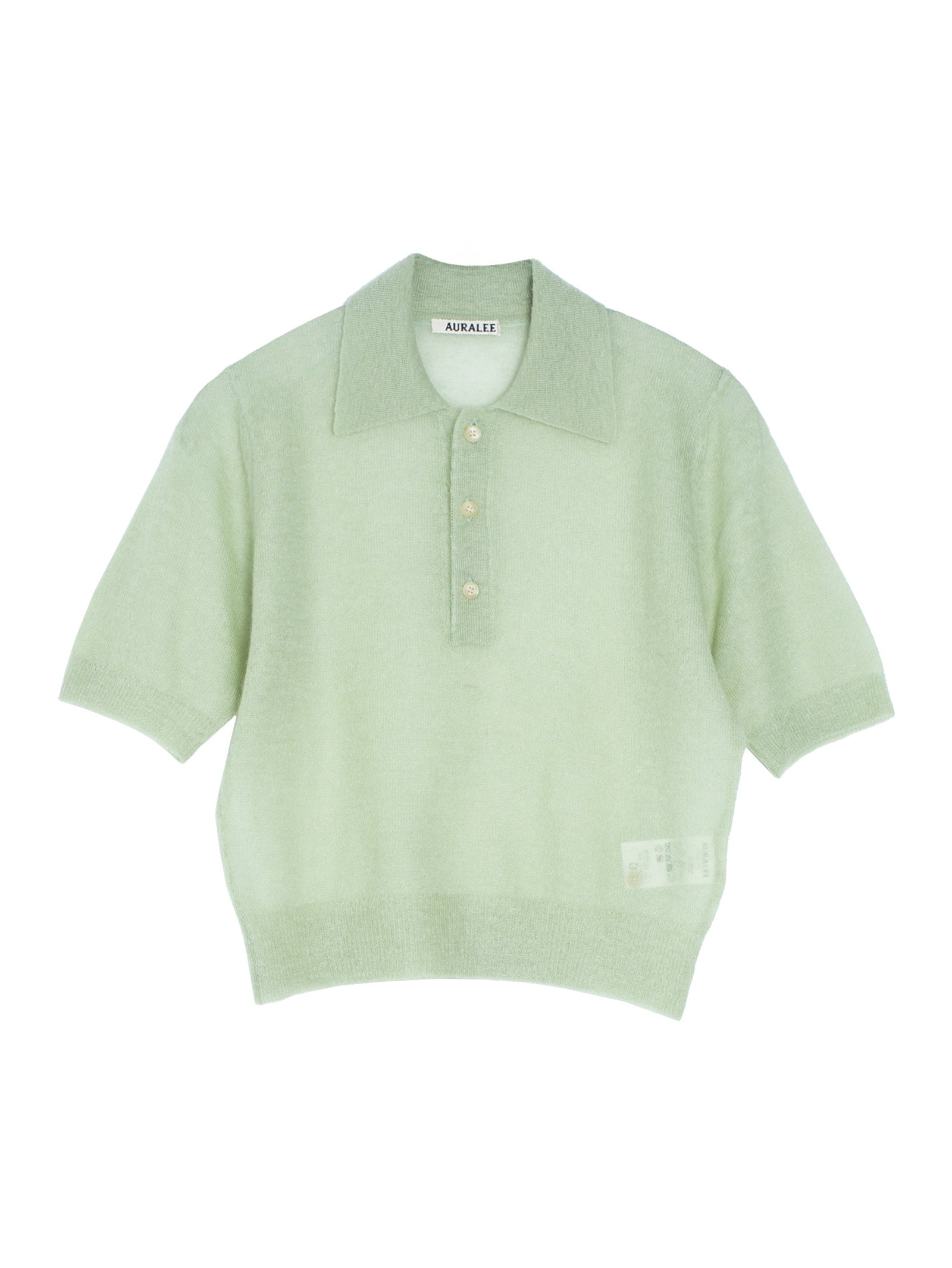Auralee Women's Kid Mohair Sheer Knit Polo Pale Green – Opia