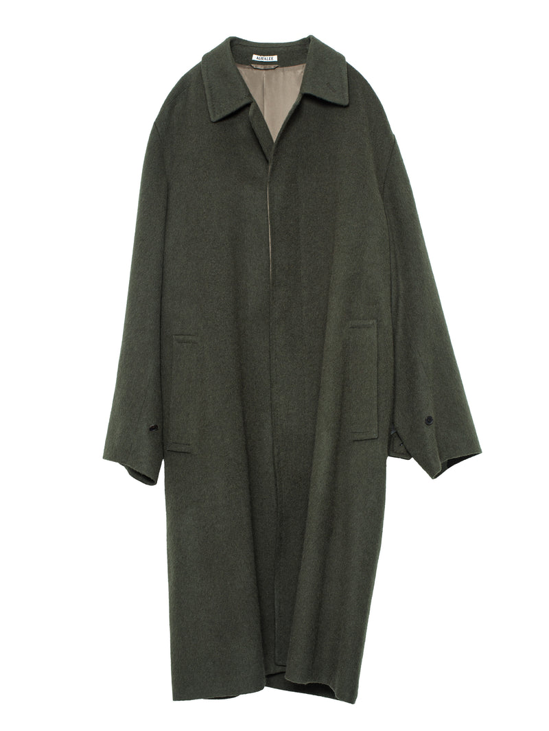 Auralee Men's Baby Camel Flannel Coat Dark Olive – Opia