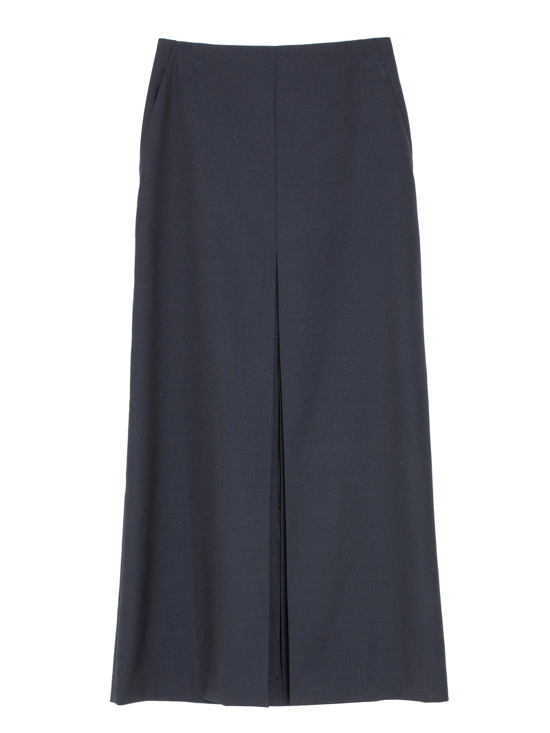 Women's  Kid Mohair Hop Sack Slit Skirt Dark Navy