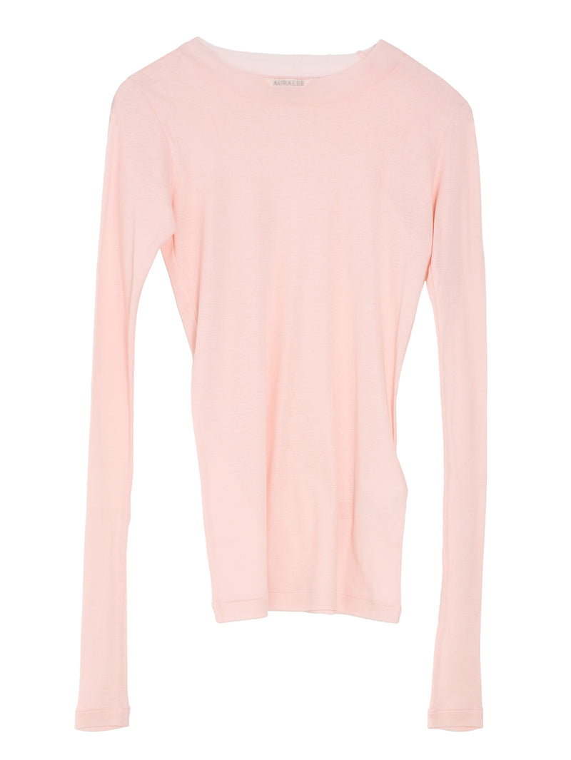 Women's Super High Gauge Sheer Rib Long Sleeve Light Pink