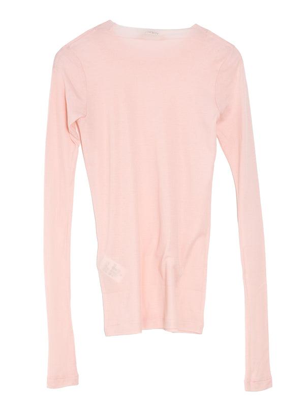 Women's Super High Gauge Sheer Rib Long Sleeve Light Pink