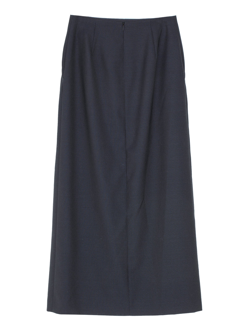 Women's  Kid Mohair Hop Sack Slit Skirt Dark Navy