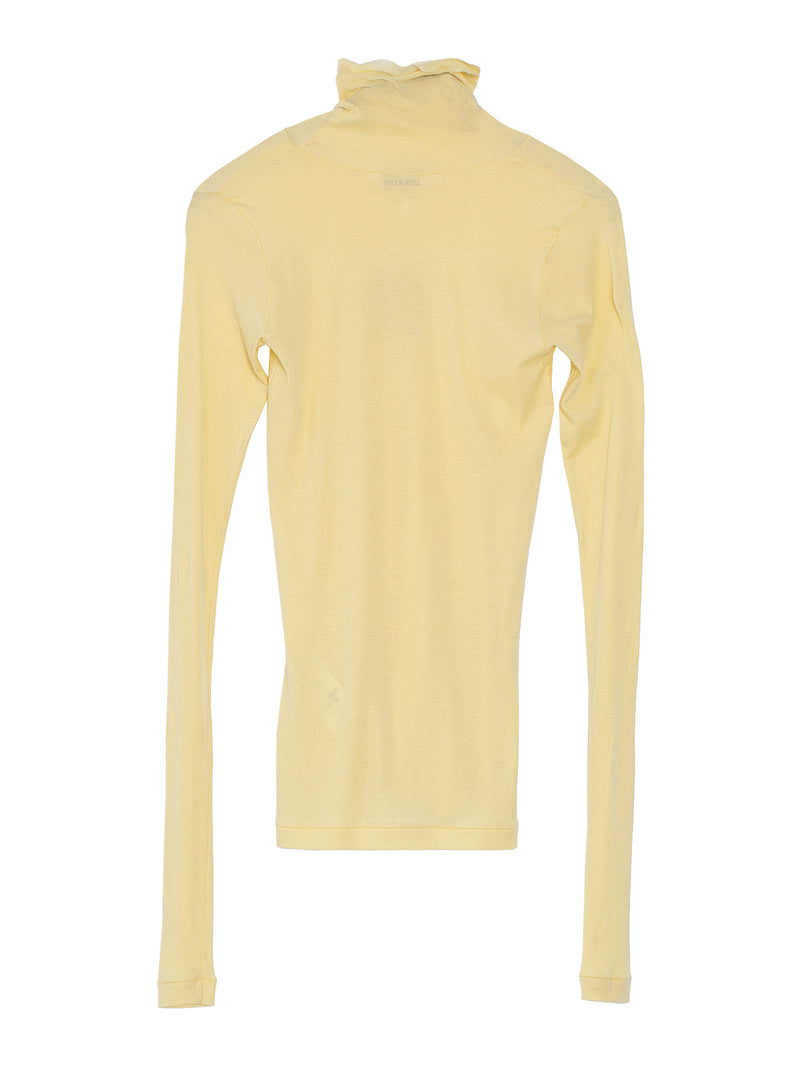 Women’s High Gauge Sheer Rib Turtle Neck Tee Yellow