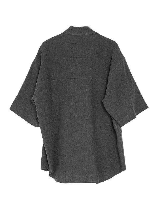 Men's Linen Silk Tweed half Sleeved Shirt Dark Navy