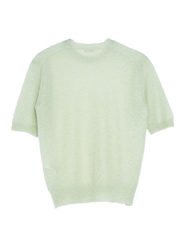 Women's Kid Mohair Sheer Knit Tee Light Green