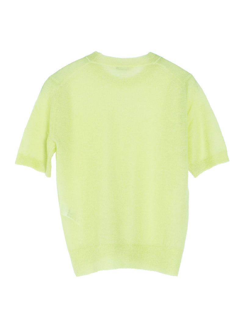 Women's Kid Mohair Sheer Knit Tee Lime Yellow