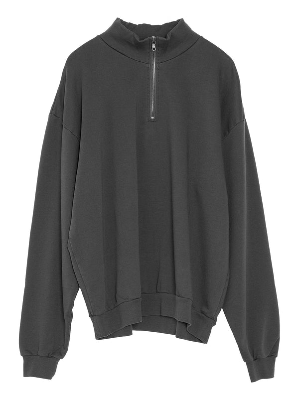 Men’s Elastic High Gauge Sweat Half Zip Ink Black