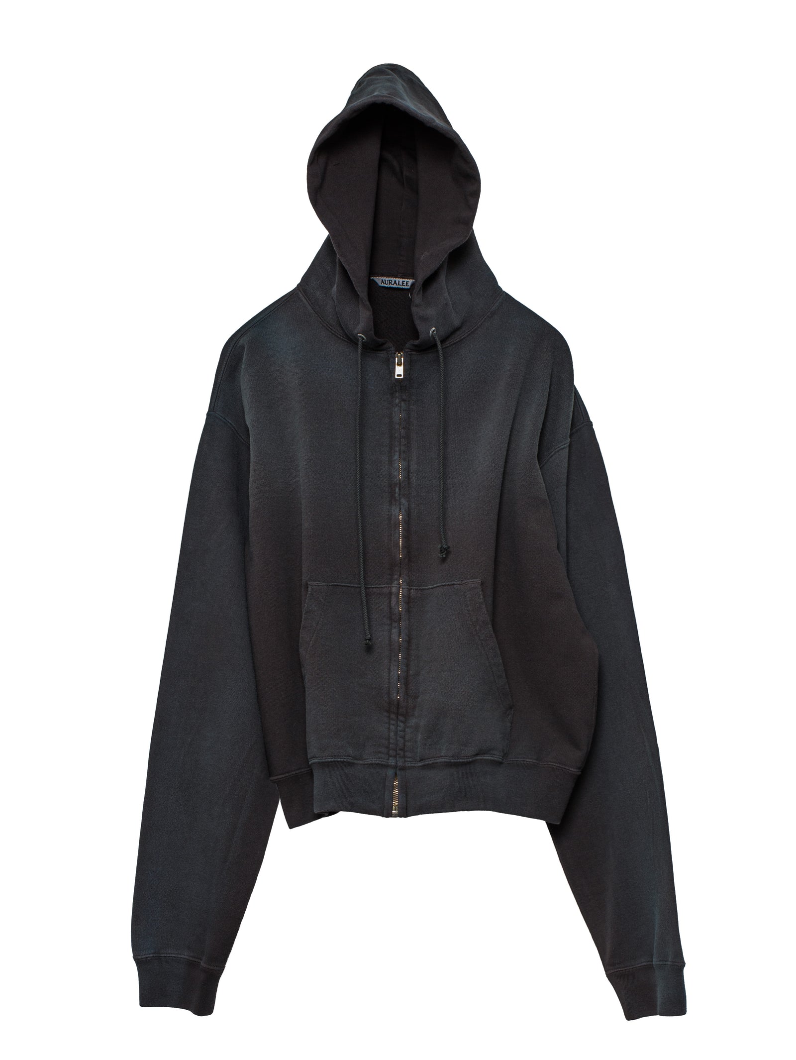 Auralee Men's Product Dyed Pima Light Sweat Zip Parka Ink Black – Opia