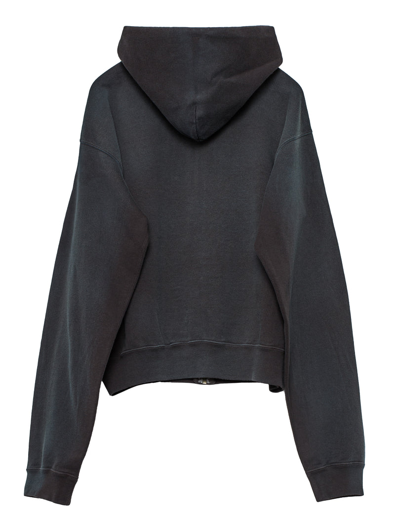 Auralee Men's Product Dyed Pima Light Sweat Zip Parka Ink Black – Opia