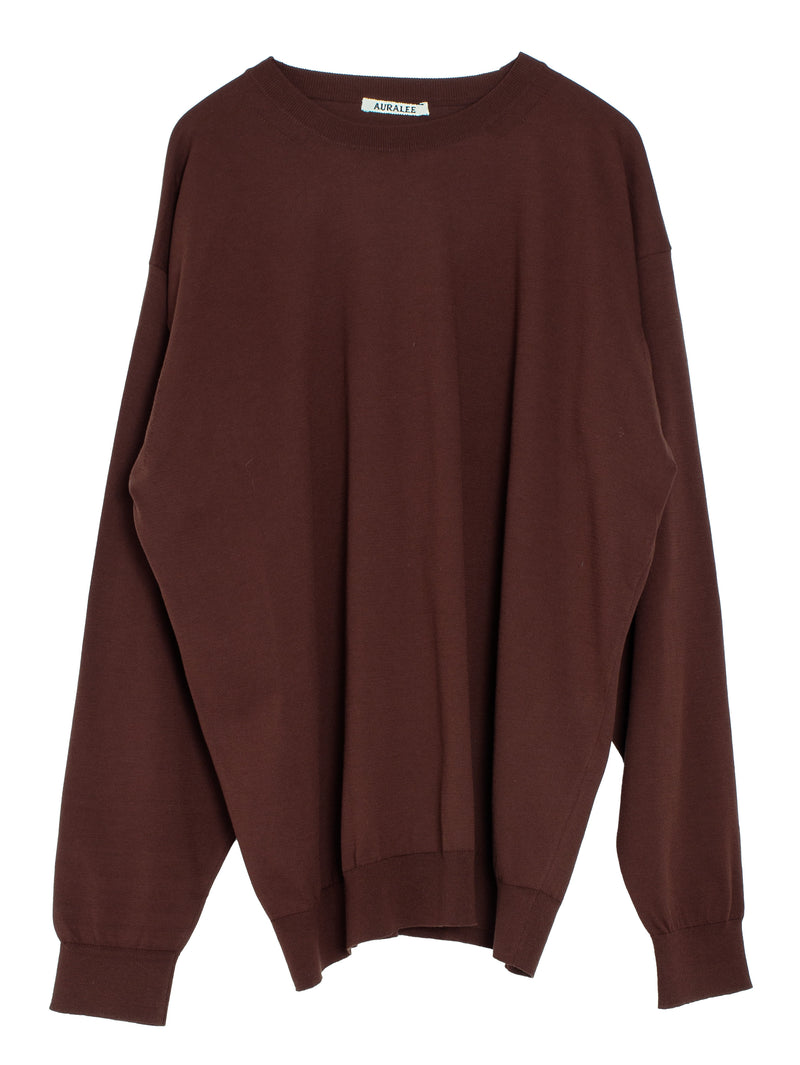 Men's Super High Gauge Cotton Knit Pullover Brown