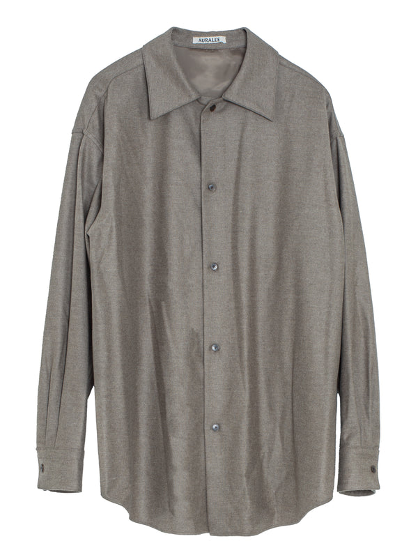Women's Wool Fulling Flannel Shirt Top Brown