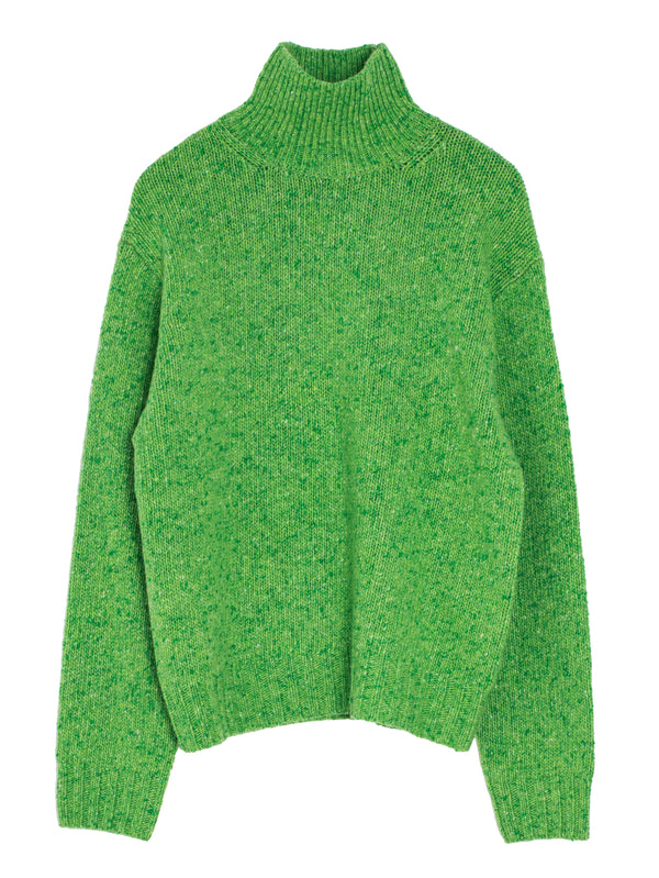Women's Cashmere Melange Knit Turtle Top Green