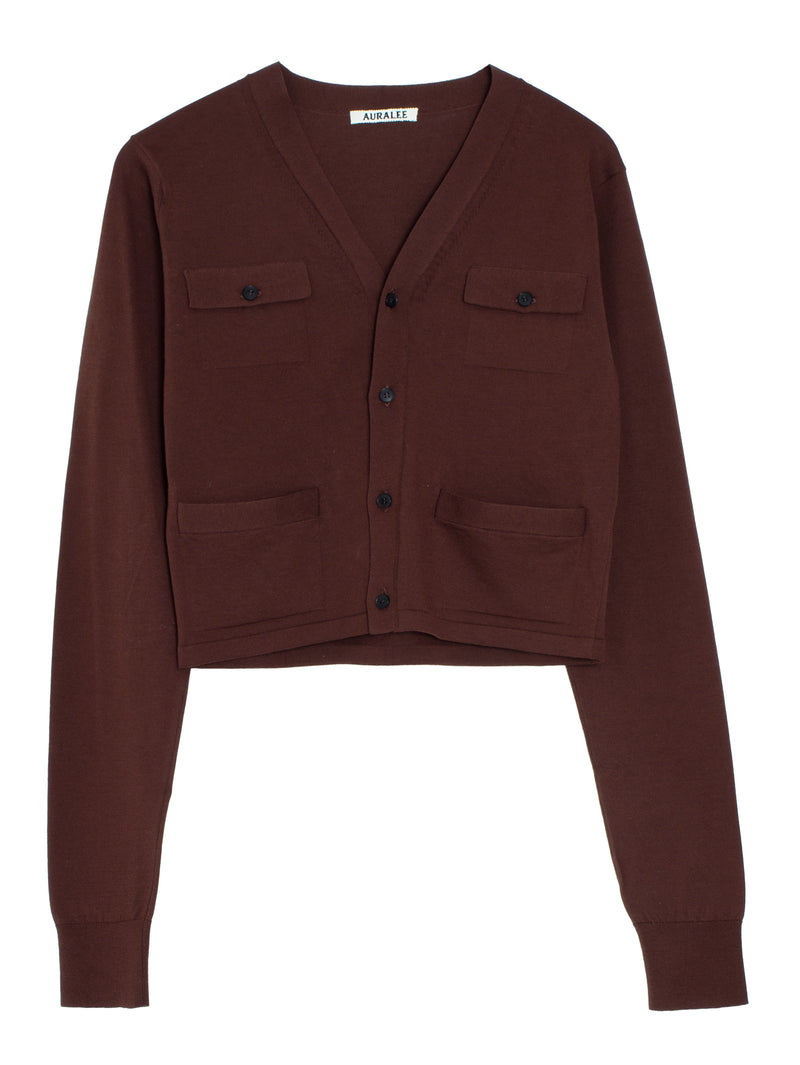 Women's Super High Gauge Cotton Knit Cardigan Brown
