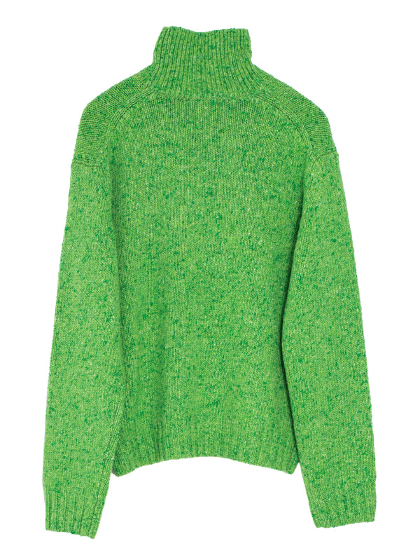 Women's Cashmere Melange Knit Turtle Top Green