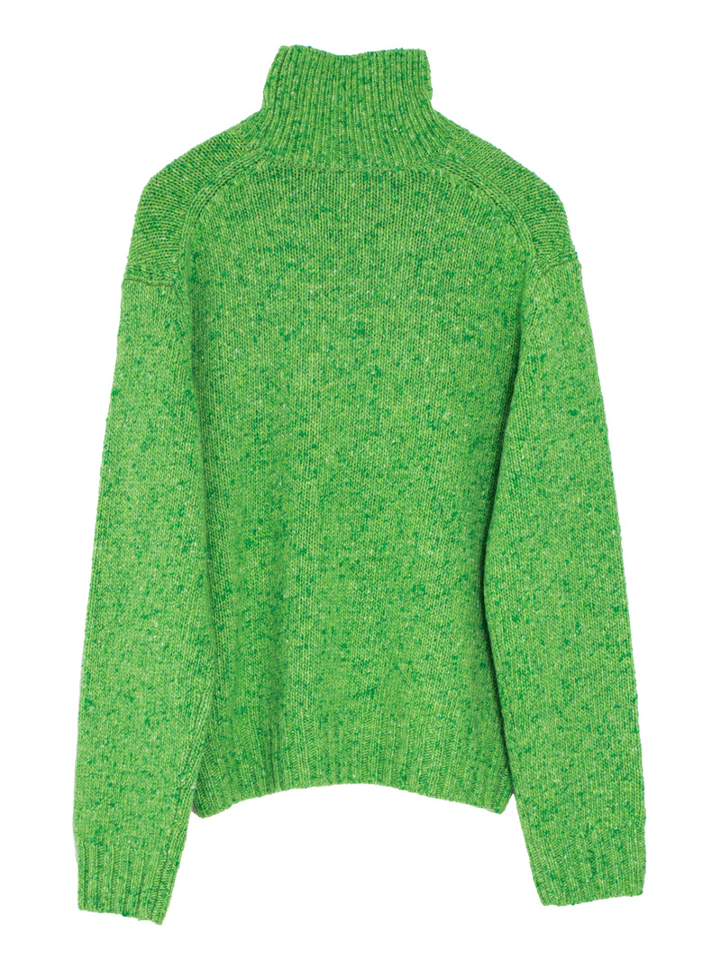 Women's Cashmere Melange Knit Turtle Top Green
