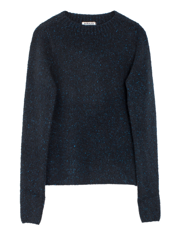Women's Cashmere Melange Knit Pullover Top Navy Black
