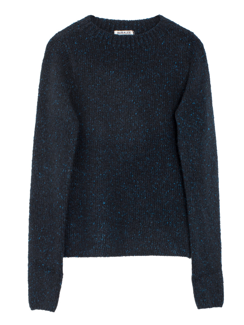 Women's Cashmere Melange Knit Pullover Top Navy Black