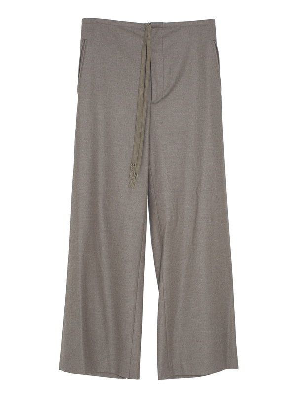 Women's Wool Fulling Flannel Drawstring Pants Top Brown