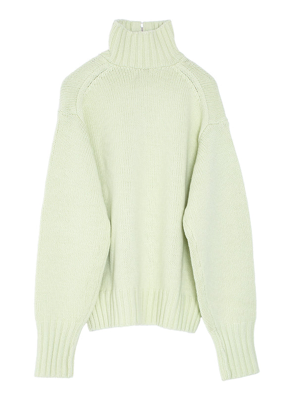 Men’s Wool Soft Cord Knit Half Zip Light Lime