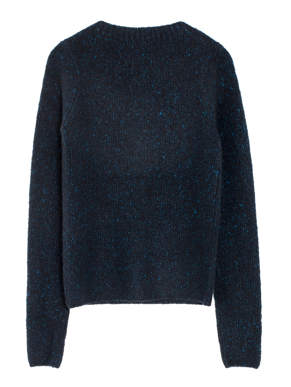 Women's Cashmere Melange Knit Pullover Top Navy Black