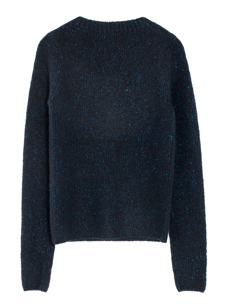 Women's Cashmere Melange Knit Pullover Top Navy Black
