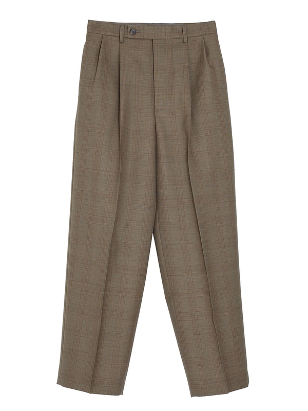 Women's Bluefaced Wool Two Tuck Slacks Brown Check