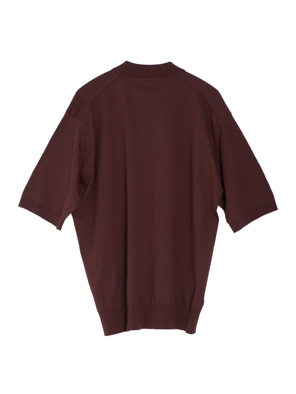 Men's Super High Gauge Cotton Knit Polo Brown